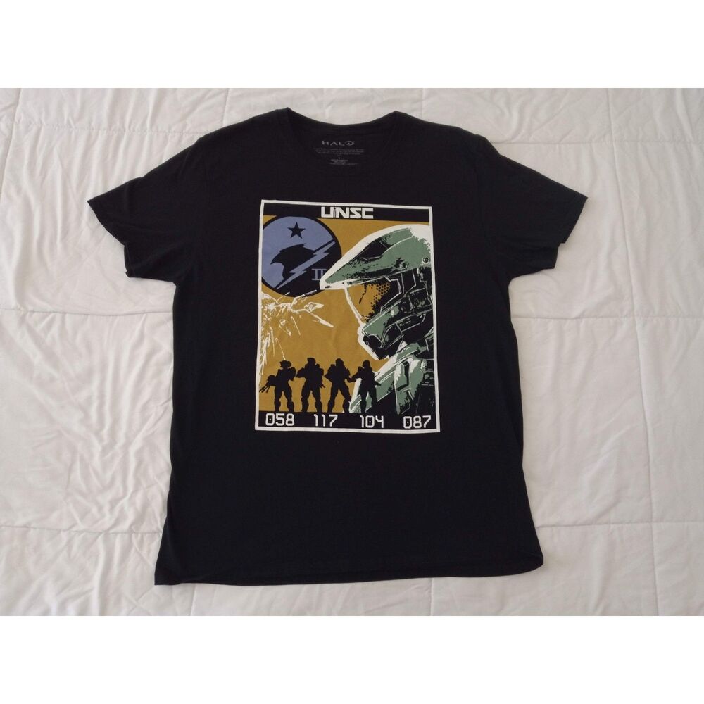 Halo UNSC Master Chief Squad 058 117 104 087 Black T-shirt Men's Large